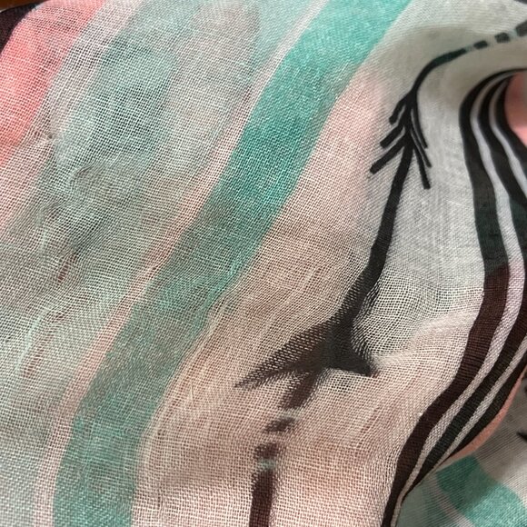 Pre-Owned Sheer Infinity Scarf Circle Loop Arrows Mint Pink 35x35 - Picture 2 of 2